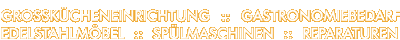 GROSSKÜCHENEINRICHTUNG :: GASTRONOMIEBEDARF :: EDELSTAHLMÖBEL :: SPÜLMASCHINEN :: REPARATUREN